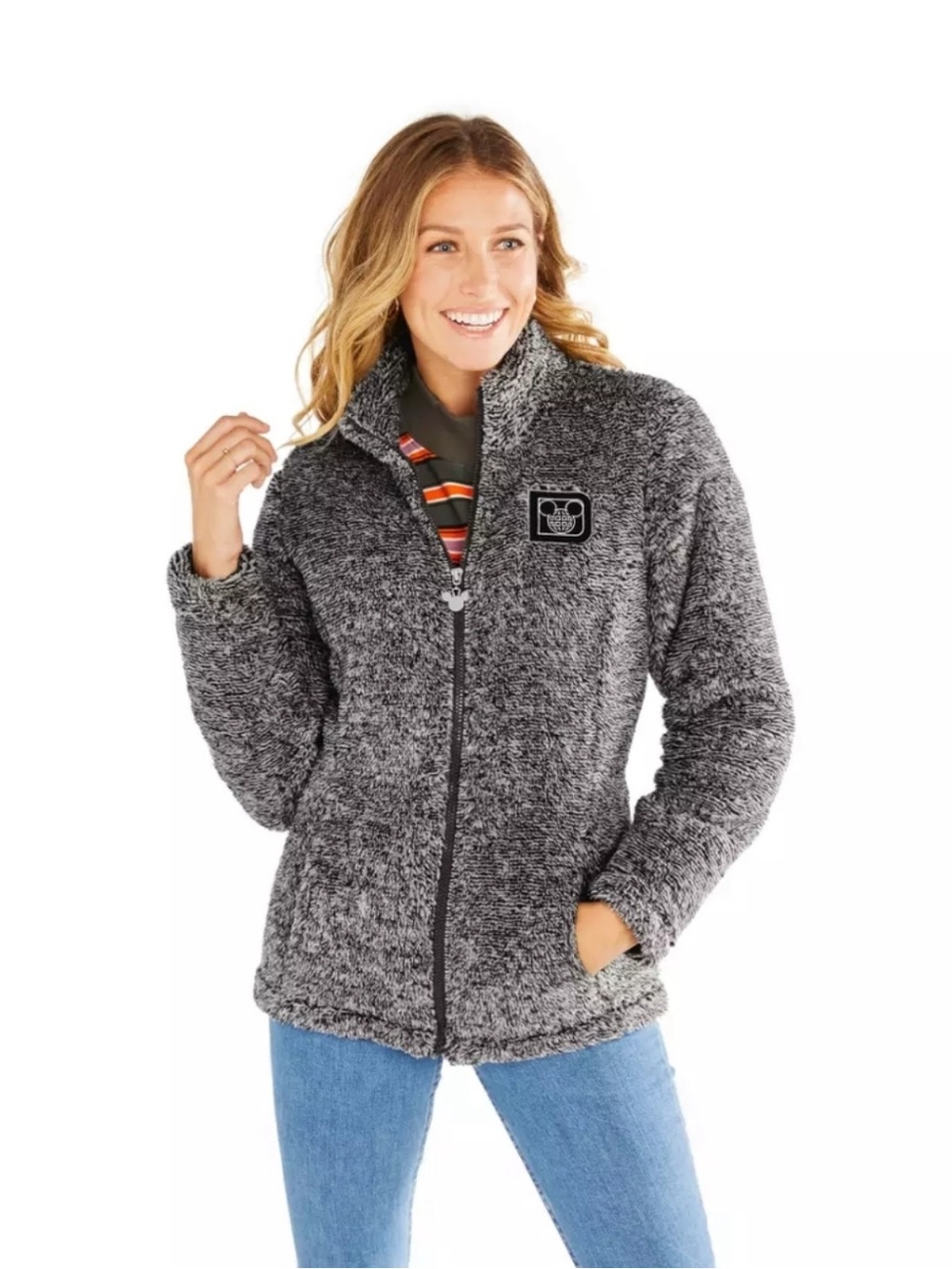 Walt Disney World Sherpa Plush Fleece Zip Jacket With Logo Disney Parks Small